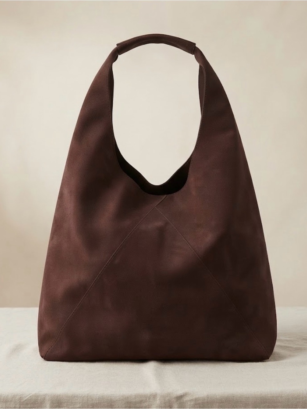 Banana Republic Factory Brown Vegan Suede Boho Slouchy Hobo Shoulder Bag